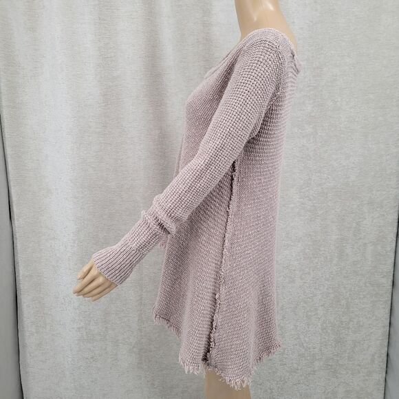 Ruby Moon Cozy Distressed Knit Sweater Taupe Women's Size Medium - Picture 3 of 9